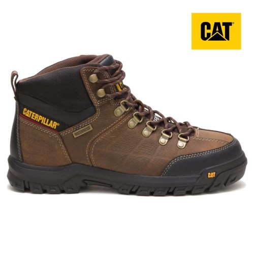 CAT Threshold Waterproof Steel Toe Men's Work Boots Brown (AU L-421) Australia